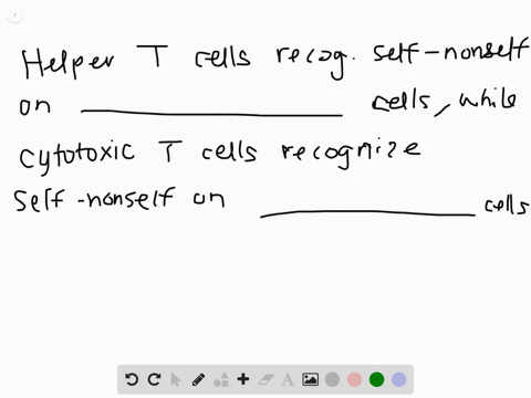 helper-t-cells-recognize-the-self-nonself-complex-on-________-cells-while-cytotoxic-t-cells-recogniz