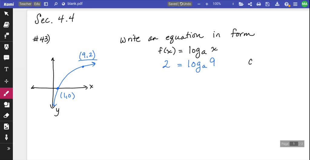 ⏩SOLVED:Find a logarithmic function of the form f(x)=loga x for the ...