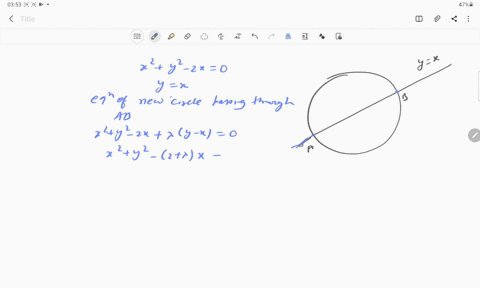 the-intercept-on-the-line-yx-by-the-circle-x2y2-2-x-0-is-a-b-equation-of-the-circle-with-a-b-as-a-di