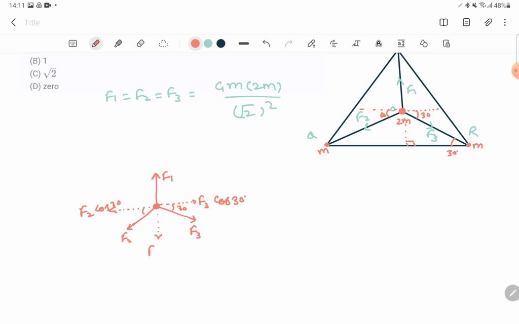 three-equal-masses-of-m-kg-each-are-placed-at-the-vertices-of-an