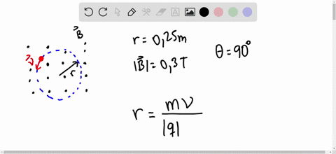 a-beam-of-protons-moves-in-a-circle-of-radius-025-mathrmm-the-protons-move-perpendicular-to-a-030--3
