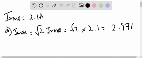 a-sinusoidal-current-ii-cos-omega-t-has-an-rms-value-i_mathrmrms210-a-a-what-is-the-current-amplitud