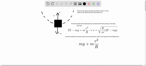 a-child-of-mass-m-swings-in-a-swing-supported-by-two-chains-each-of-length-r-if-the-tension-in-each-