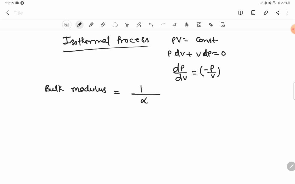 The isothermal Bulk modulus of an ideal gas at pressu… SolvedLib