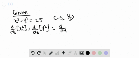 find-the-equation-of-the-tangent-line-at-the-given-point-on-each-curve-x2y225-quad-34