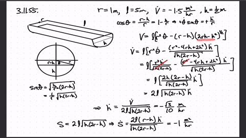 a-trough-in-the-shape-of-a-half-cylinder-has-length-5-mathrmm-and-radius-1-mathrmm-the-trough-is-f-2