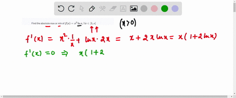 find-the-absolute-max-or-min-of-fxx2-ln-x-forall-x-in1-e