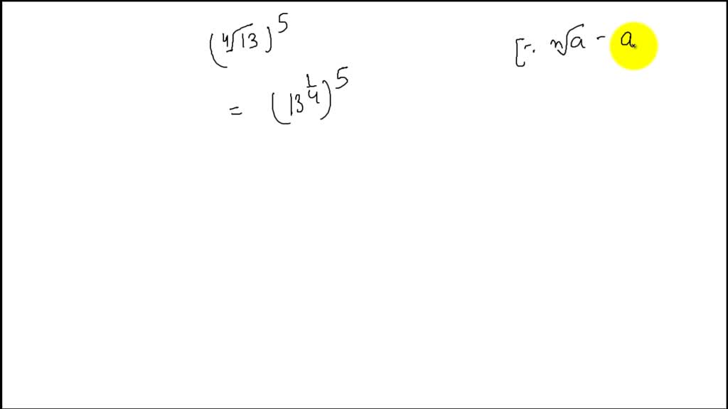 SOLVED:Convert to exponential notation. (√(13))^5