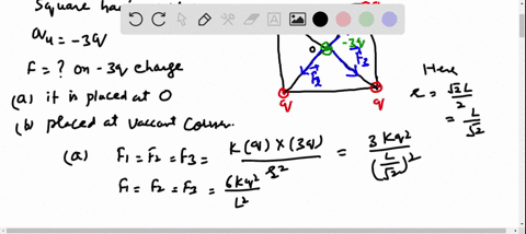 three-identical-point-charges-q-are-placed-at-each-of-three-corners-of-a-square-of-side-l-find-the-3