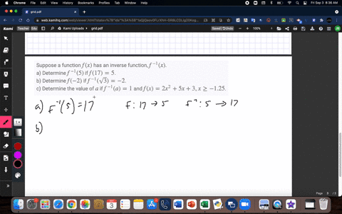 suppose-a-function-fx-has-an-inverse-function-f-1x-a-determine-f-15-if-f175-b-determine-f-2-if-f-1sq
