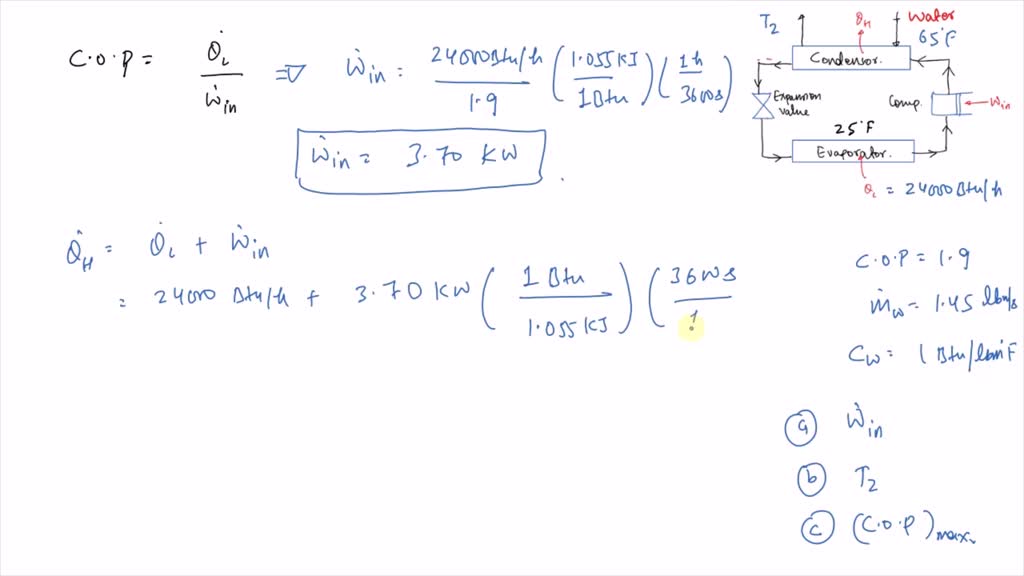 A refrigeration system uses water-cooled condenser for rejecting the ...