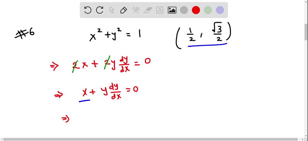 SOLVED:Differentiate implicitly to find dy/dx. Then find the slope of ...