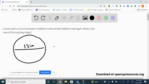 a-circle-with-a-12-inch-diameter-is-folded-in-half-and-then-folded-in-half-again-what-is-the-area-of
