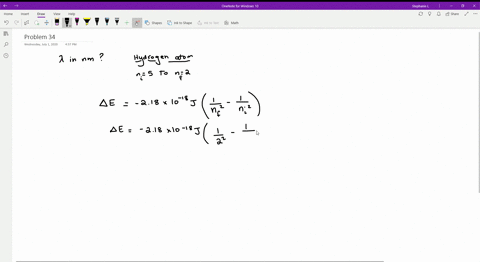 calculate-the-wavelength-in-mathrmnm-of-a-photon-emitted-by-a-hydrogen-atom-when-its-electron-drops-