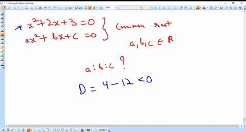 if-the-equations-x22-x30-and-a-x2b-xc0-a-b-c-in-r-have-a-common-root-then-a-b-c-is-a-3-2-1-b-1-3-2-c