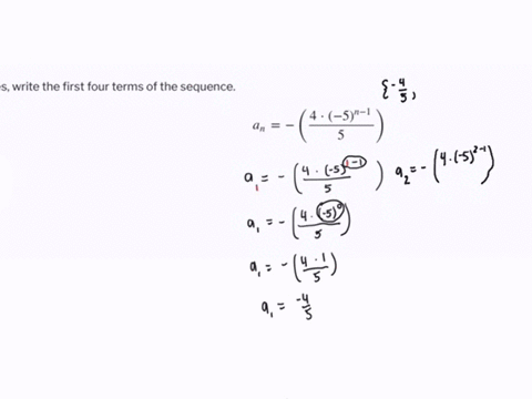 for-the-following-exercises-write-the-first-four-terms-of-the-sequence-a_n-leftfrac4-cdot-5n-15right