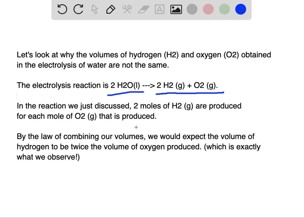 SOLVED:Explain why the volumes of H2(g) and O2(g) obtained in the ...