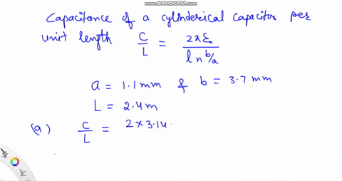 a-cylindrical-capacitor-has-an-inner-conductor-of-radius-11-mathrmmm-and-an-outer-conductor-of-radiu
