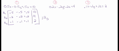 for-the-following-exercises-solve-each-system-by-gaussian-elimination-beginaligned-05-x-05-y05-z10-0