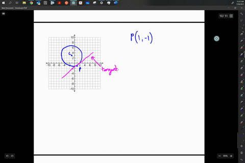 the-point-p1-1-is-on-a-circle-centered-at-c-13-find-an-equation-for-the-line-tangent-to-the-circle-a