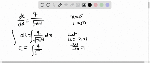 cost-the-marginal-cost-of-a-product-is-modeled-by-fracd-cd-xfrac4sqrtx1-when-x15-c50-a-find-the-cost