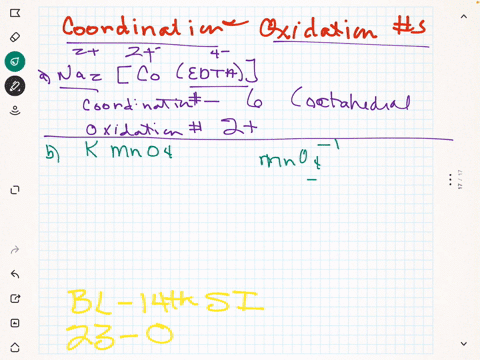 SOLVED: Indicate the coordination number and the oxidation number of ...