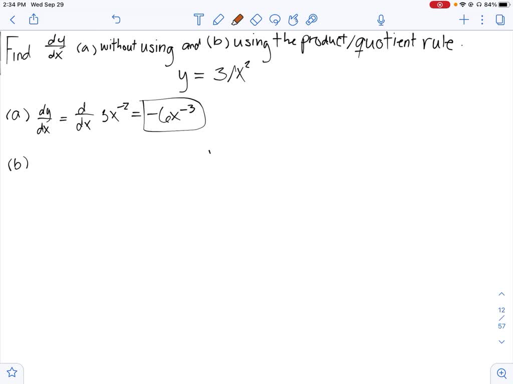 SOLVED:a. Calculate the derivative of the given function without using ...