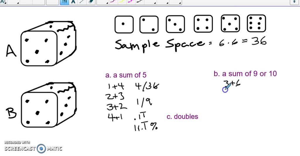 What is the probability of rolling doubles on a pair of dice