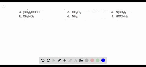 classify-each-solvent-as-protic-or-aprotic-a-ch_3_2choh-b-ch_3no_2-c-ch_2ci_2-d-nh_3-e-nch_3_3-f-hco