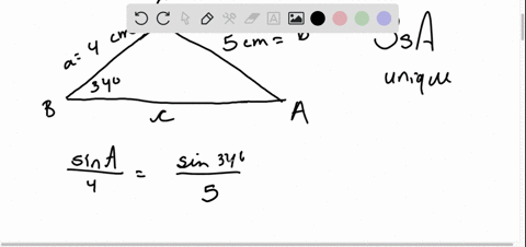 find-the-possible-lengths-of-the-indicated-side-in-triangle-a-b-c-angle-b-34circ-side-a-4-mathrmcm-a