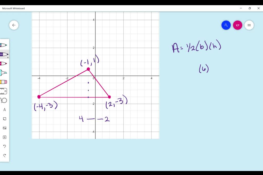 Calculate the area of the triangle formed by the vertices (4,3),(1,1