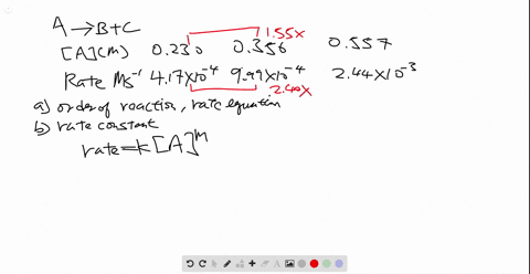 for-the-reaction-a-longrightarrow-bc-the-following-data-were-obtained-at-30circ-c-a-what-is-the-orde