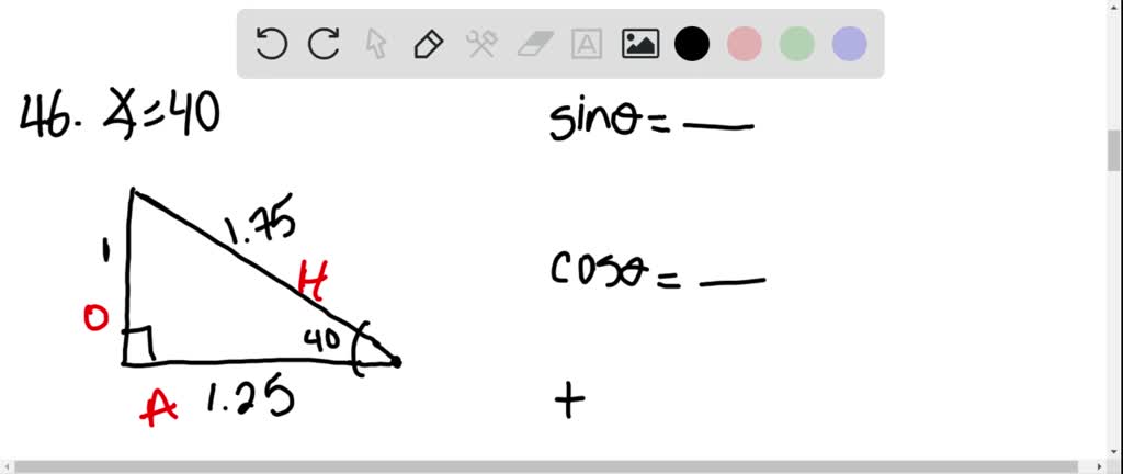 Using a protractor, sketch a right triangle that has the acute angle 40 ...