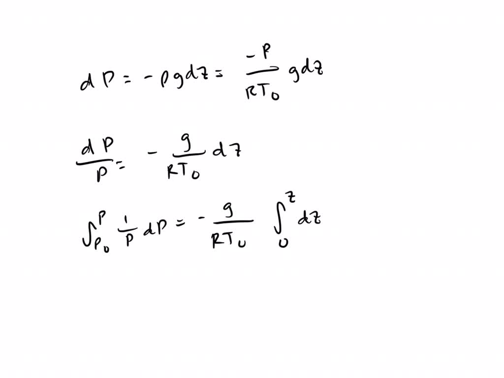 SOLVED Show that the variation of atmospheric pressure with altitude is given by P=P0 e^α y