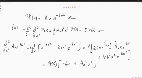 a-one-dimensional-harmonic-oscillator-wave-function-is-psia-x-e-b-x2-a-show-that-psi-satisfies-equ-2