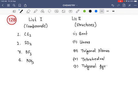 match-the-following-list-i-compounds-1-mathrmcs_2-2-mathrmso_2-3-mathrmbf_3-4-mathrmnh_3-list-ii-str