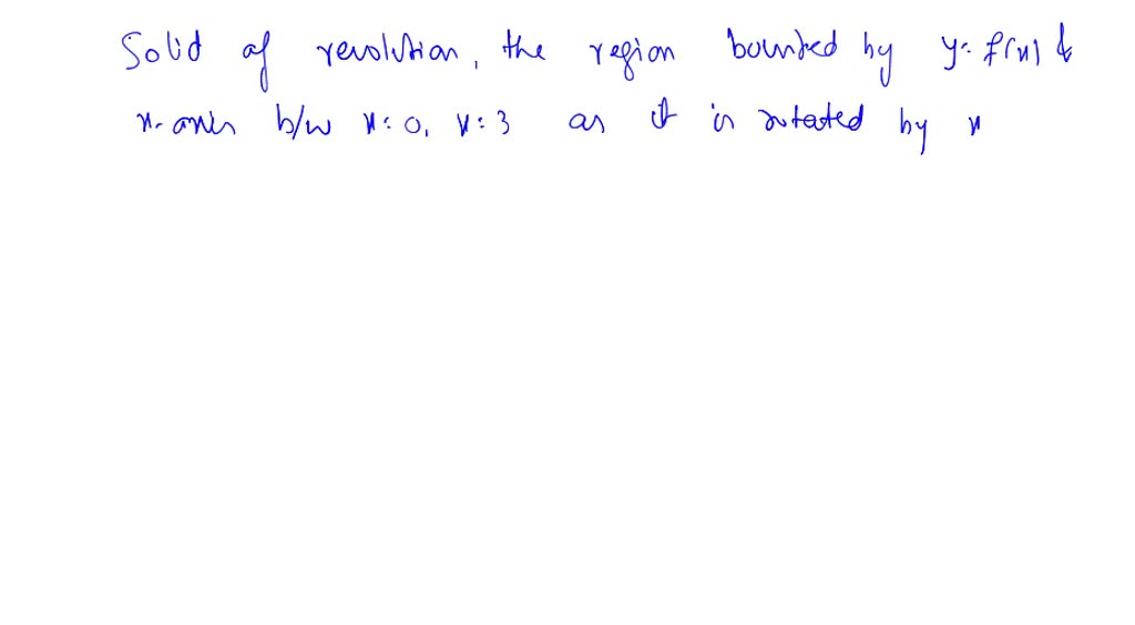 SOLVED:Write the volumes of the solids of revolution shown in Exercises ...