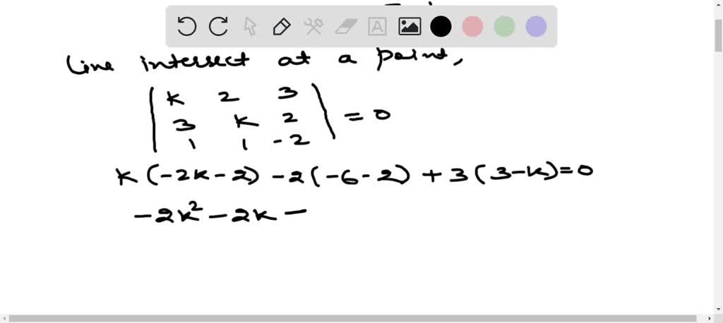SOLVED:If the straight lines (x-1)/(k)=(y-2)/(2)=(z-3)/(3) and (x-2)/(3 ...