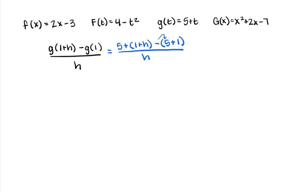 SOLVED:Evaluate the difference quotients using the same f, F, G, and g ...