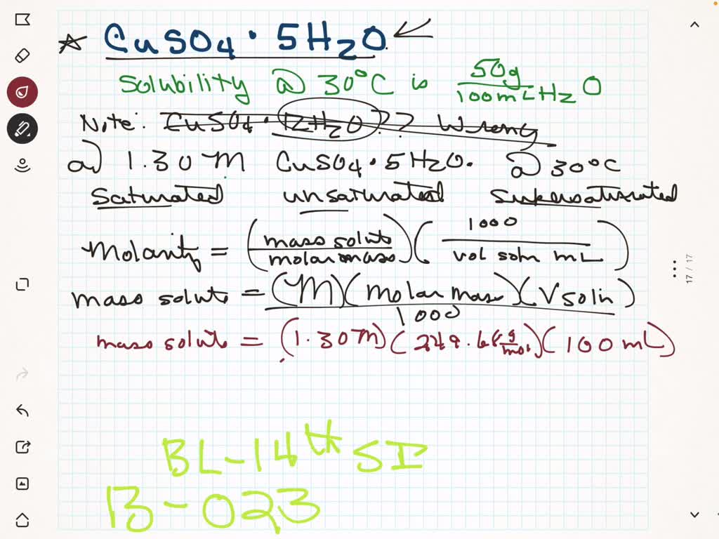 Solvedthe Solubility Of Copper Ii Sulfate Pentahydrate Cuso4 ·5 H2 O In Water At 30∘ C Is 3168