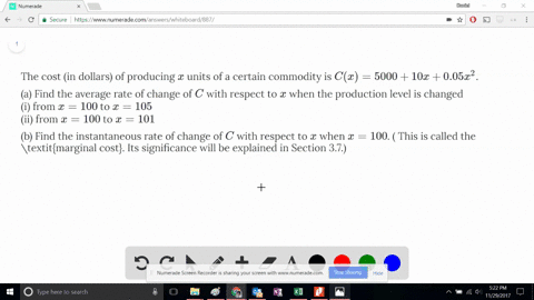 Solved The Cost In Dollars Of Producing X Units Of A Certain Commodity Is C X 5000 10x 0 05x 2 A Find The Average Rate Of Change Of C With Respect