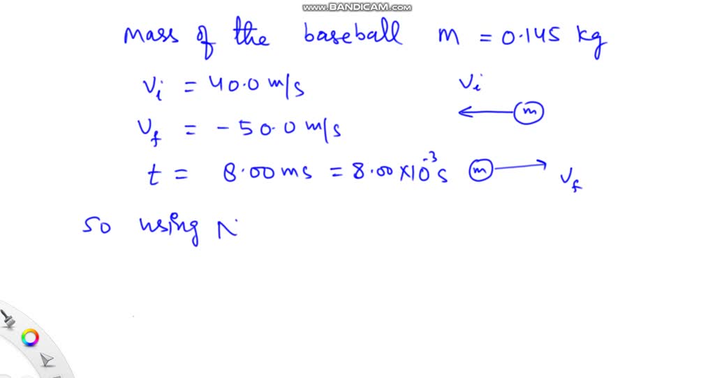 SOLVEDA batter swings at a baseball (mass 0.145 kg ) that is moving