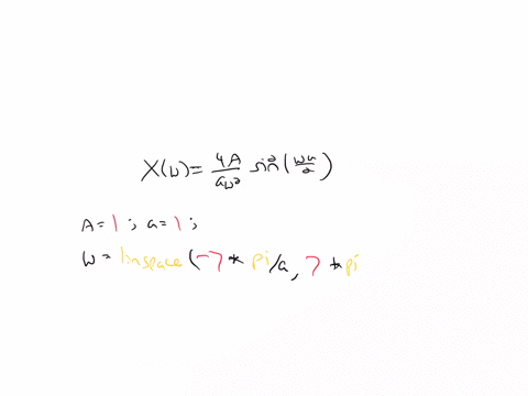 plot-the-fourier-transform-of-a-triangular-pulse-xomegafrac4-aa-omega2-sin-2-fracomega-a2-quad-7-leq