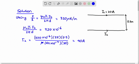 two-long-parallel-wires-are-attracted-to-each-other-by-a-force-per-unit-length-of-320mu-mathrmn-ma-2