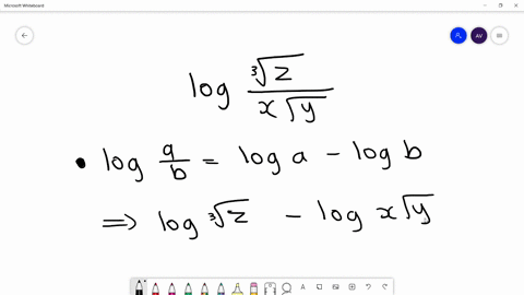express-in-terms-of-logarithms-of-x-y-z-or-w-log-fracsqrt3zx-sqrty