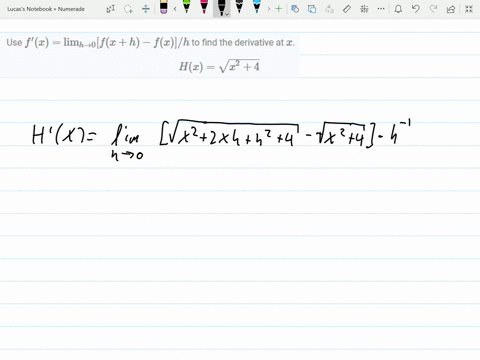 use-fprimexlim-_h-rightarrow-0fxh-fx-h-to-find-the-derivative-at-x-hxsqrtx24-2