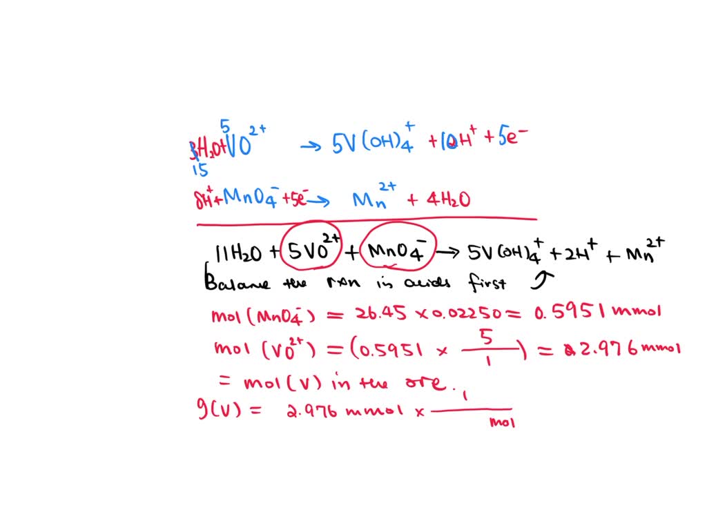 solved-the-vanadium-in-a-sample-of-ore-is-converted-to-vo-2-the-vo