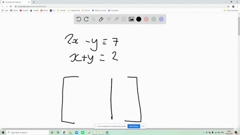 write-the-augmented-matrix-for-the-system-of-linear-equations-leftbeginaligned2-x-y-7-xy-2endaligned