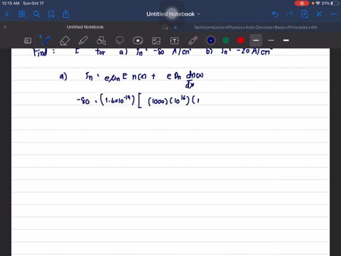 a-the-electron-concentration-in-a-semiconductor-is-given-by-n10161-x-l-mathrmcm-3-for-0-leq-x-leq-l-