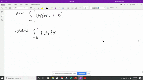 calculate-the-integral-assuming-that-f-is-integrable-and-int_1b-fx-d-x1-b-1-for-all-b0-int_1-21-fx-d